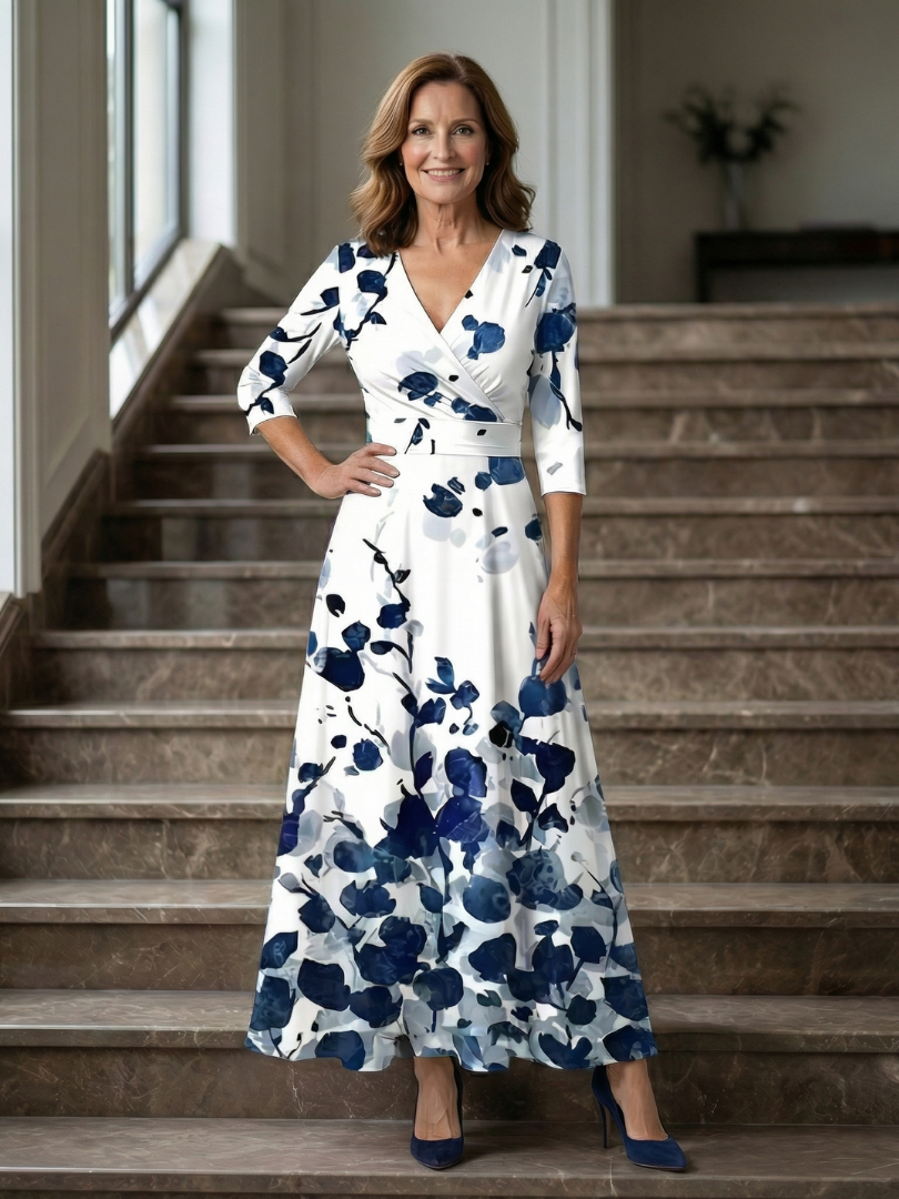 Celine | Abito Midi con Collo Avvolgente