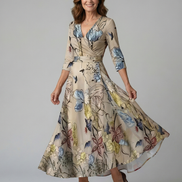 Celine | Abito Midi con Collo Avvolgente