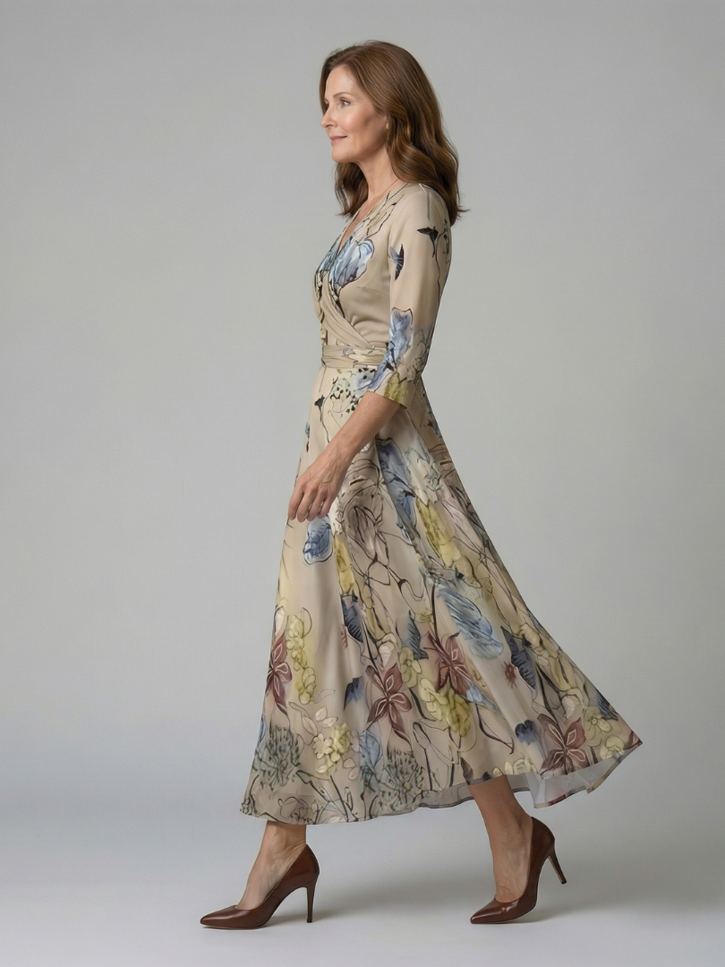 Celine | Abito Midi con Collo Avvolgente
