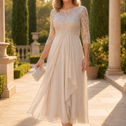 Maria™ Abito Elegante in Pizzo e Chiffon