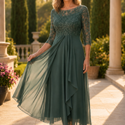 Maria™ Abito Elegante in Pizzo e Chiffon
