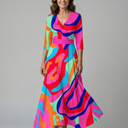 Celine | Abito Midi con Collo Avvolgente
