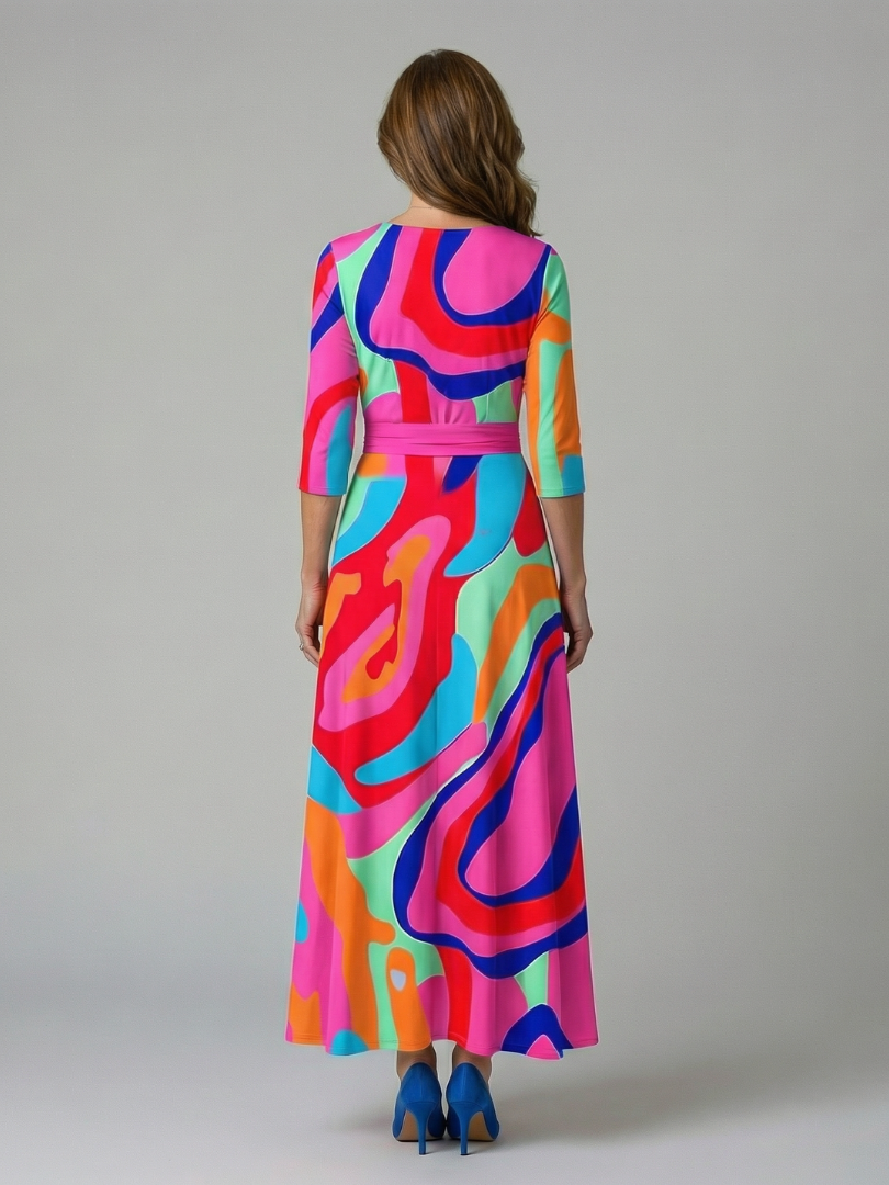 Celine | Abito Midi con Collo Avvolgente