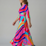 Celine | Abito Midi con Collo Avvolgente
