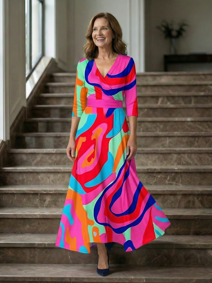Celine | Abito Midi con Collo Avvolgente