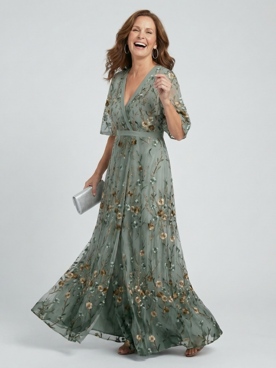 Selora | Abito Maxi Floreale con Collo Halter