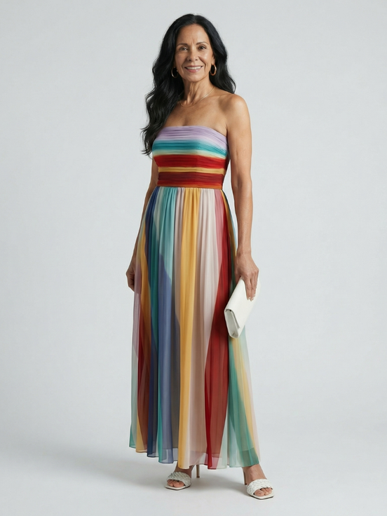 Serena | Abito Maxi con Strisce Leggere