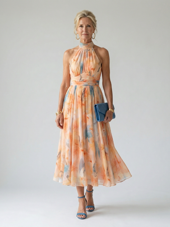 Elin | Abito Midi con Collo All'Americana