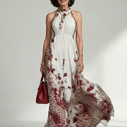 Orlune | Abito Maxi Bianco Pieghevole