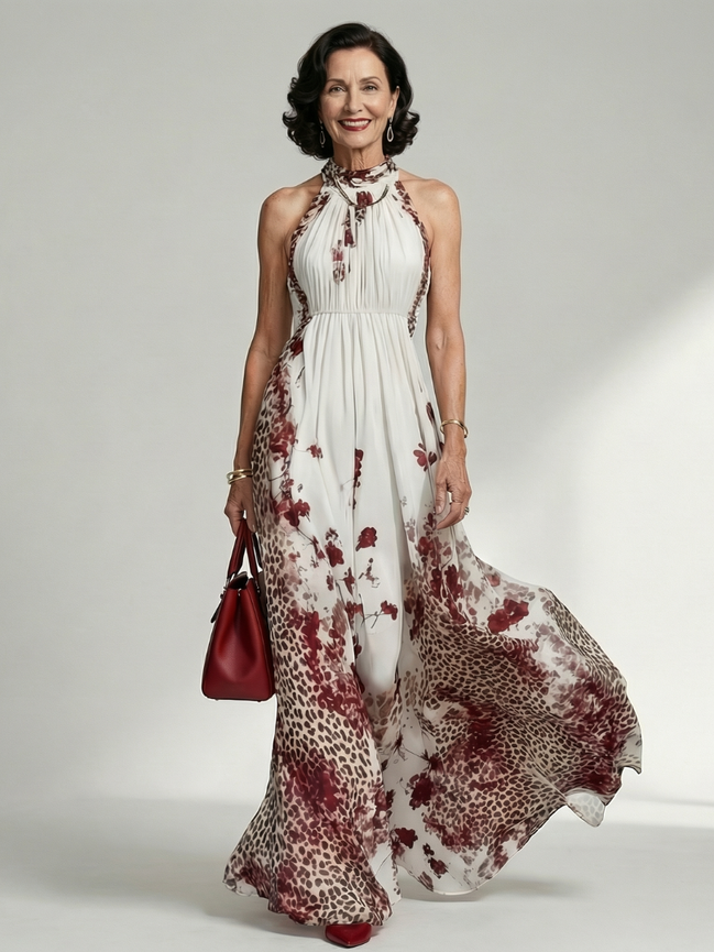 Orlune | Abito Maxi Bianco Pieghevole