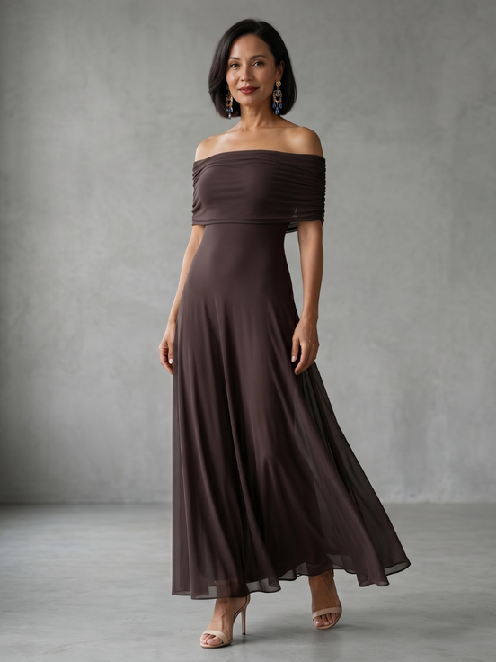 Giugno | Abito Midi Drappeggiato con Spalle Scoperte