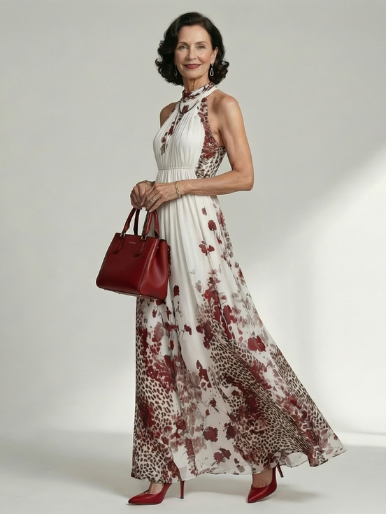 Orlune | Abito Maxi Bianco Pieghevole