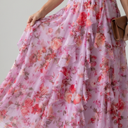 Nori | Top Maxi Floreale con Rouches e Scollo All'Americana