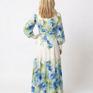 Harper | Abito Maxi a Maniche Lunghe con Fiori e Bottoni