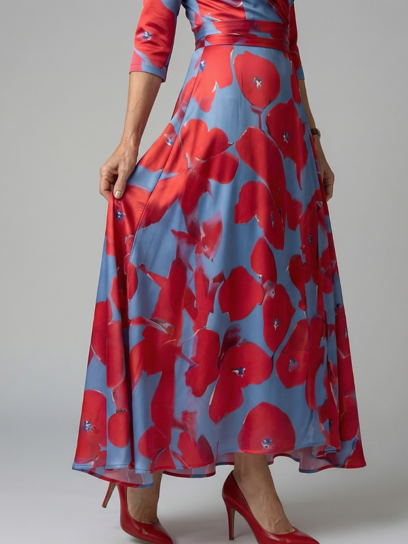 Celine | Abito Midi con Collo Avvolgente