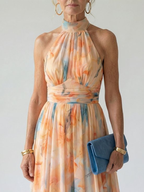 Elin | Abito Midi con Collo All'Americana