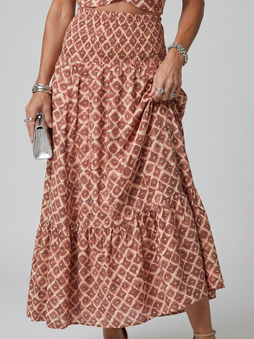 Amira | Abito Midi con Stampa Geometrica e Cutout