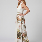 Wiese | Abito Maxi con Collo All'Americana e Pannello Botanico