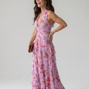 Nori | Top Maxi Floreale con Rouches e Scollo All'Americana