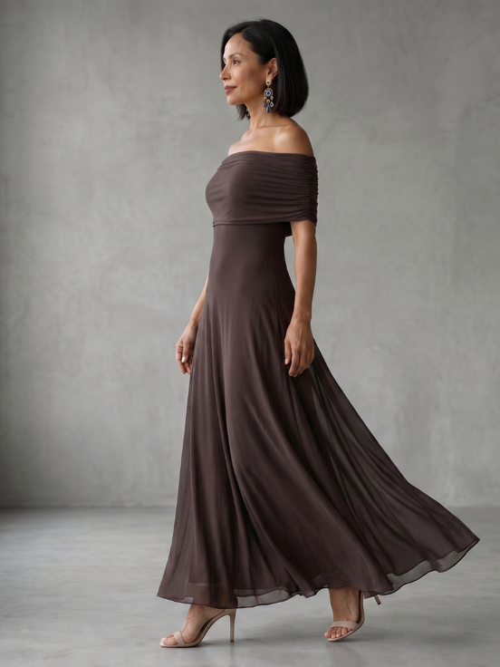 Giugno | Abito Midi Drappeggiato con Spalle Scoperte