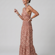 Amira | Abito Midi con Stampa Geometrica e Cutout