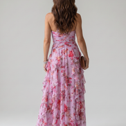 Nori | Top Maxi Floreale con Rouches e Scollo All'Americana