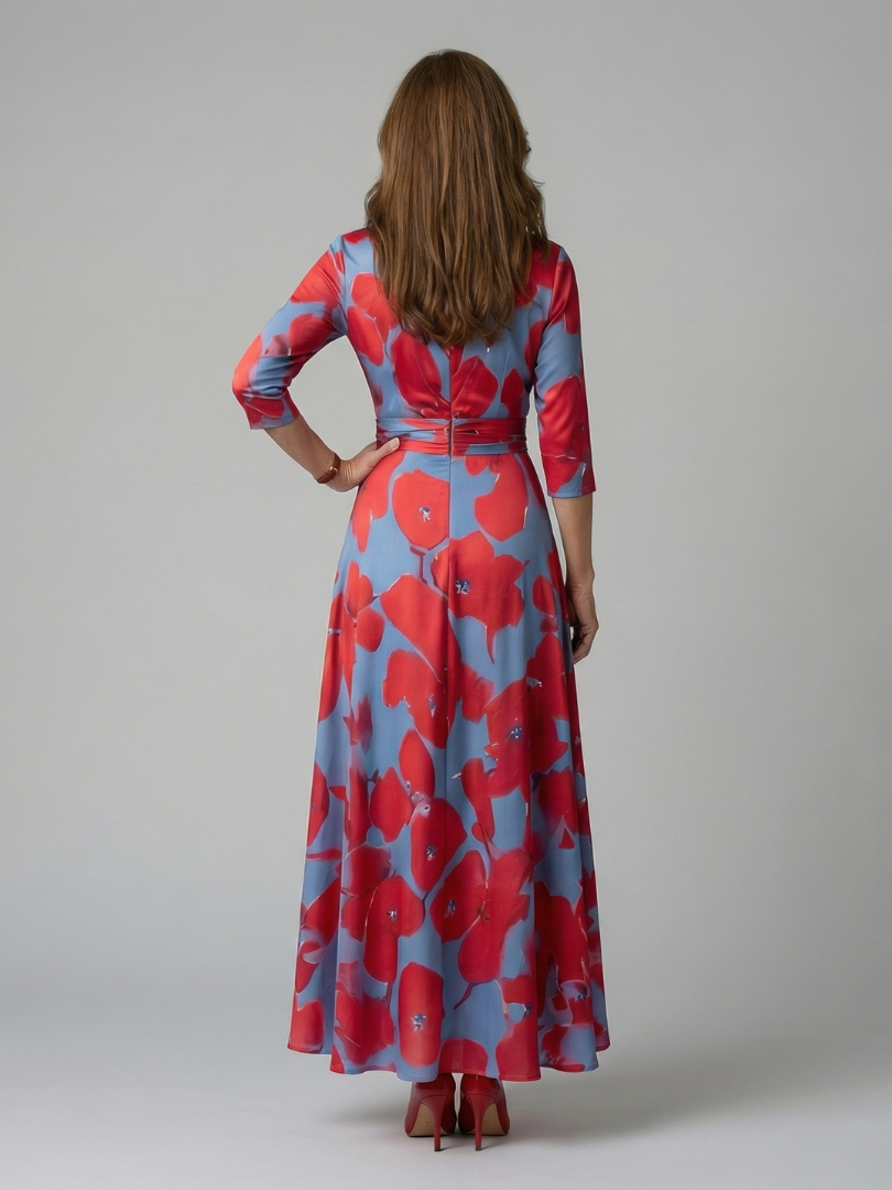 Celine | Abito Midi con Collo Avvolgente