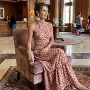 Amira | Abito Midi con Stampa Geometrica e Cutout