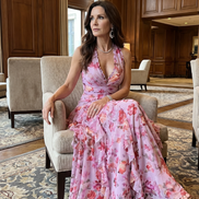 Nori | Top Maxi Floreale con Rouches e Scollo All'Americana