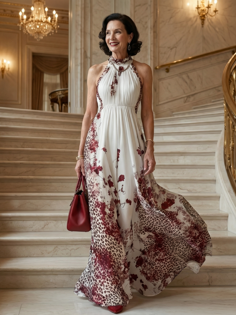 Orlune | Abito Maxi Bianco Pieghevole