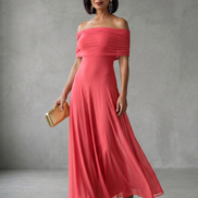 Giugno | Abito Midi Drappeggiato con Spalle Scoperte