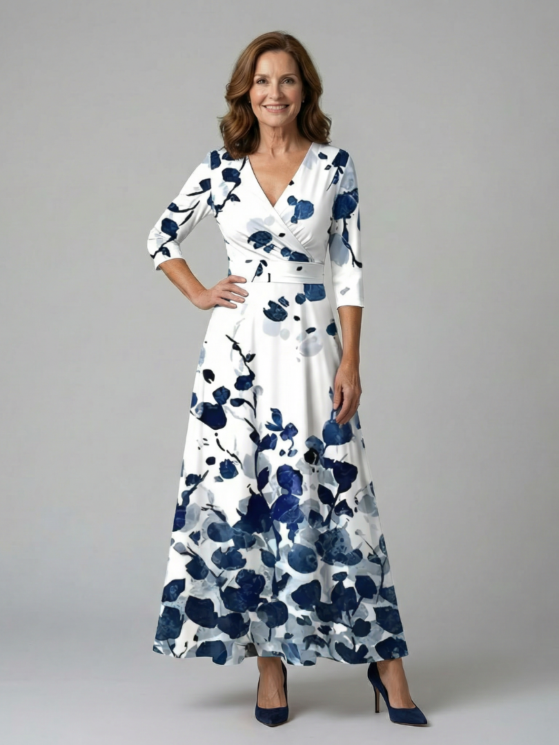 Celine | Abito Midi con Collo Avvolgente