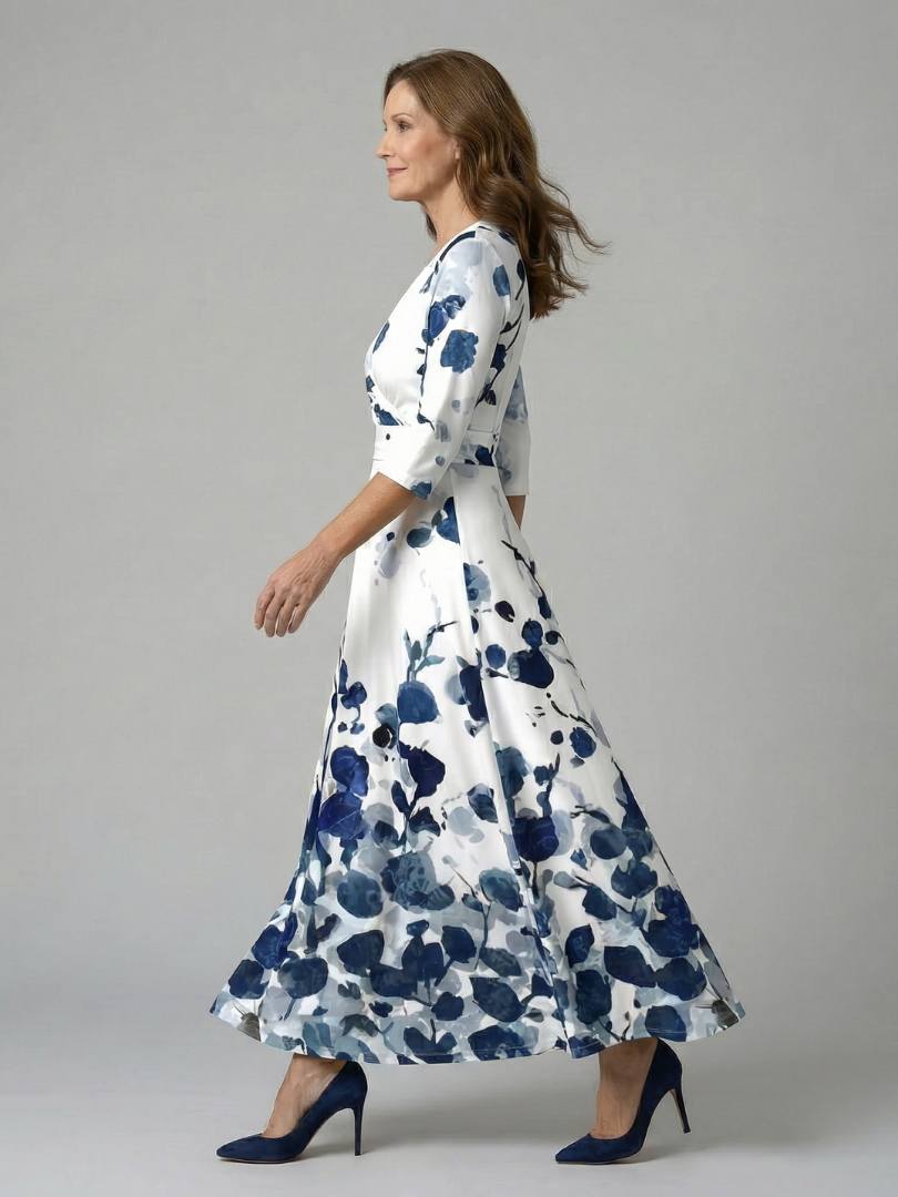 Celine | Abito Midi con Collo Avvolgente
