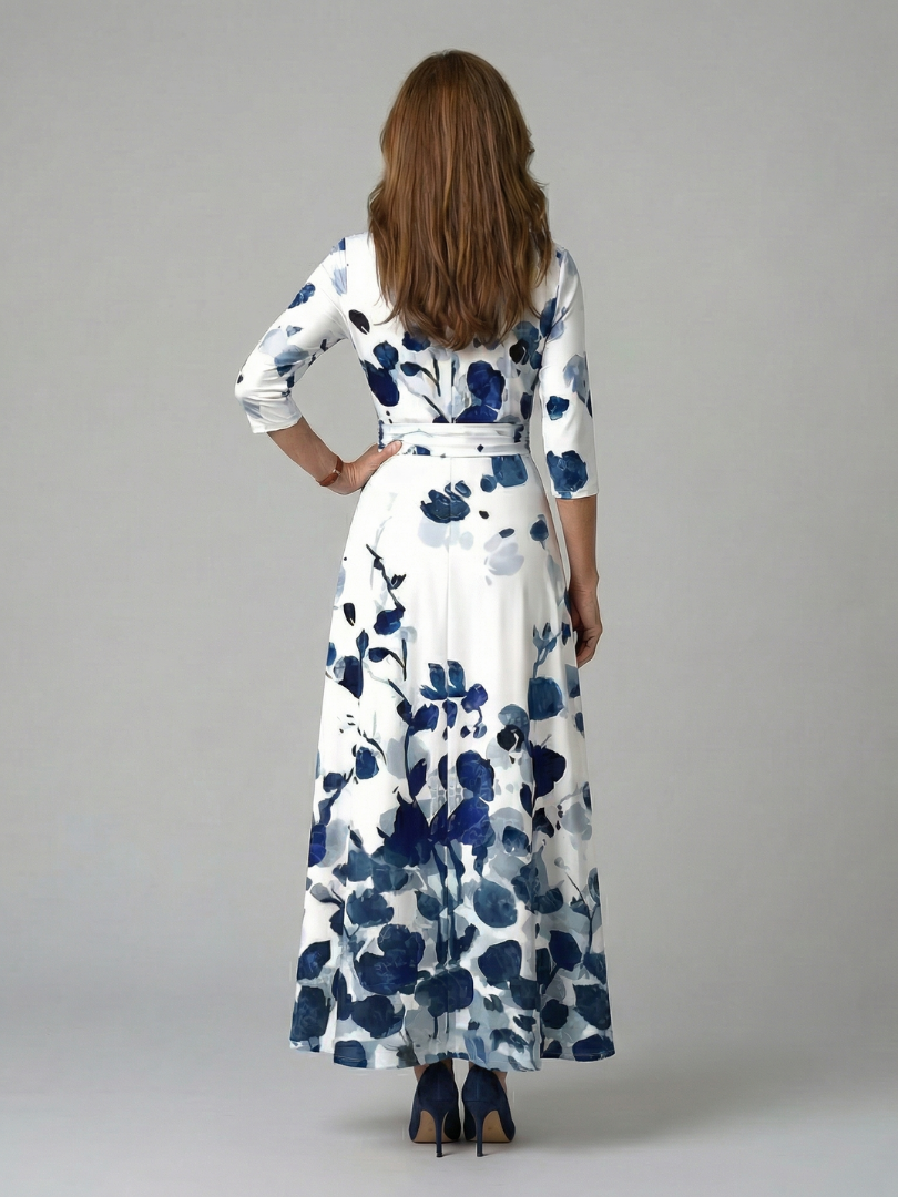 Celine | Abito Midi con Collo Avvolgente