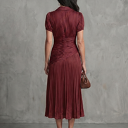 Theodora | Vestito Midi a Strisce con Vita Plissettata