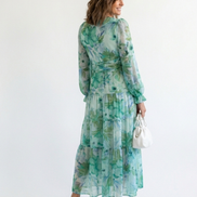 Althea | Abito Maxi a Maniche Lunghe con Fantasia Floreale