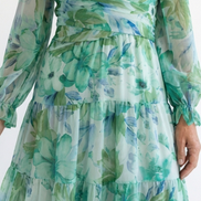 Althea | Abito Maxi a Maniche Lunghe con Fantasia Floreale