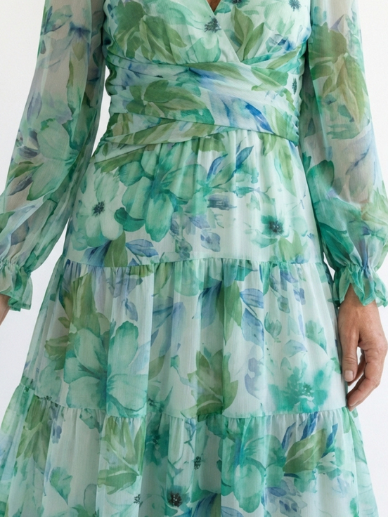 Althea | Abito Maxi a Maniche Lunghe con Fantasia Floreale