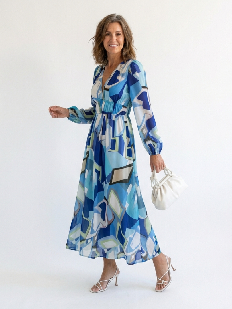 Althea | Abito Maxi a Maniche Lunghe con Fantasia Floreale