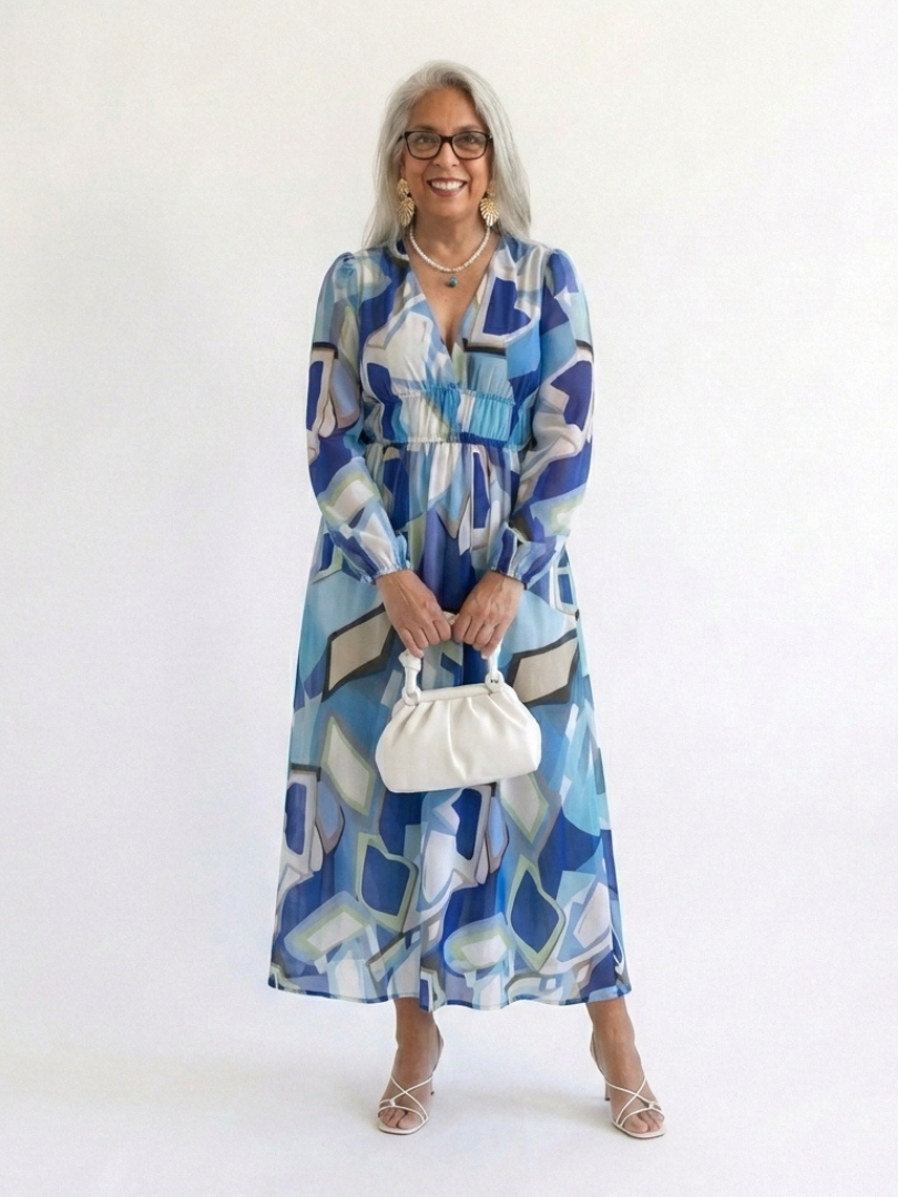 Althea | Abito Maxi a Maniche Lunghe con Fantasia Floreale