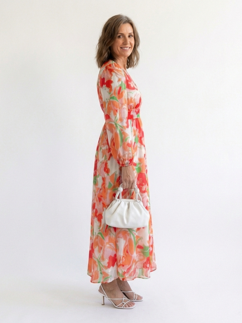 Althea | Abito Maxi a Maniche Lunghe con Fantasia Floreale