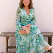 Althea | Abito Maxi a Maniche Lunghe con Fantasia Floreale