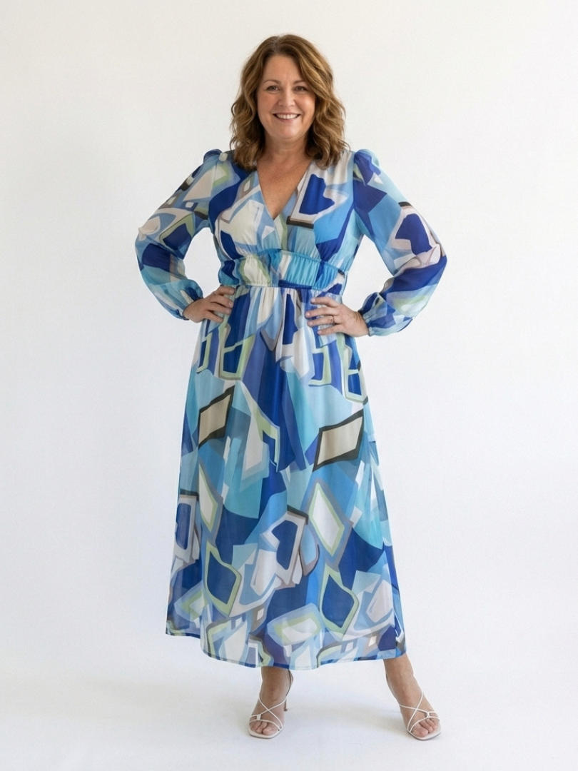 Althea | Abito Maxi a Maniche Lunghe con Fantasia Floreale