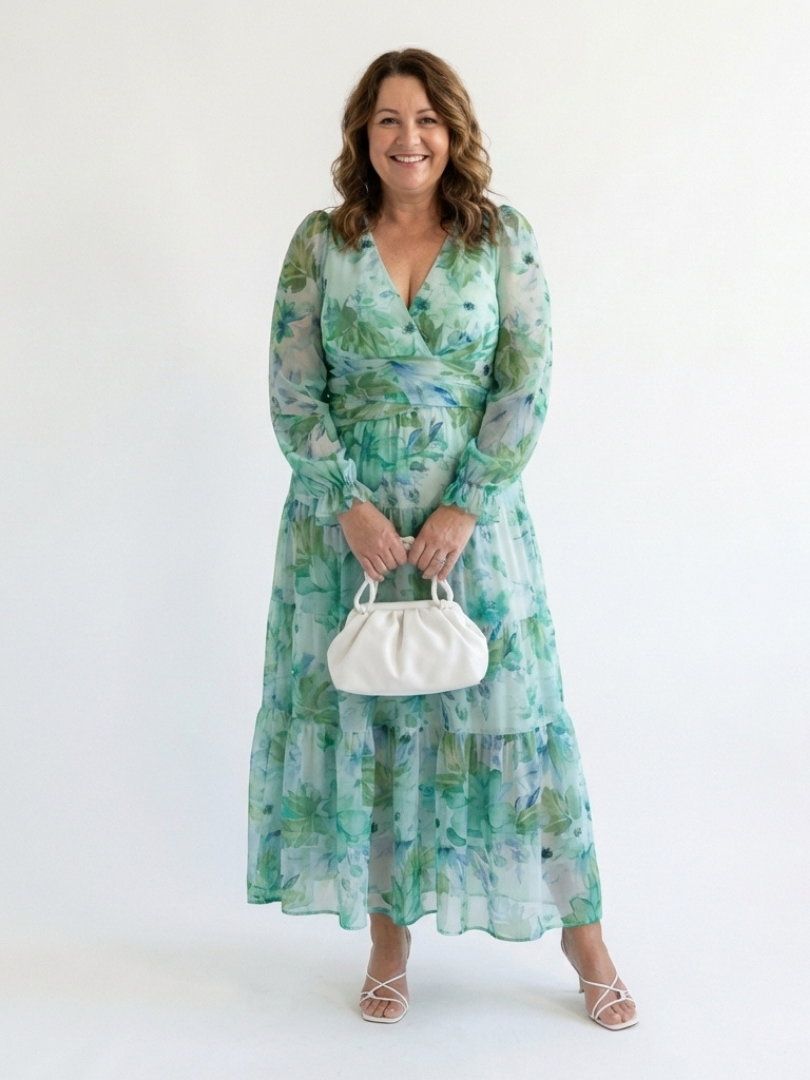 Althea | Abito Maxi a Maniche Lunghe con Fantasia Floreale