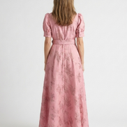 Xanthea | Abito maxi a maniche corte, aderente, con texture floreale