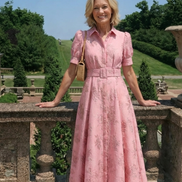 Xanthea | Abito maxi a maniche corte, aderente, con texture floreale
