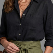 Vera | Set di Due Pezzi Blusa Nera Gonna Midi Verde Oliva