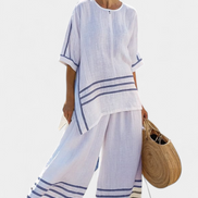 Wynne | Set di lino a righe minimaliste