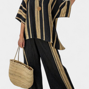 Calden | Set in lino a righe scure
