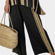 Calden | Set in lino a righe scure